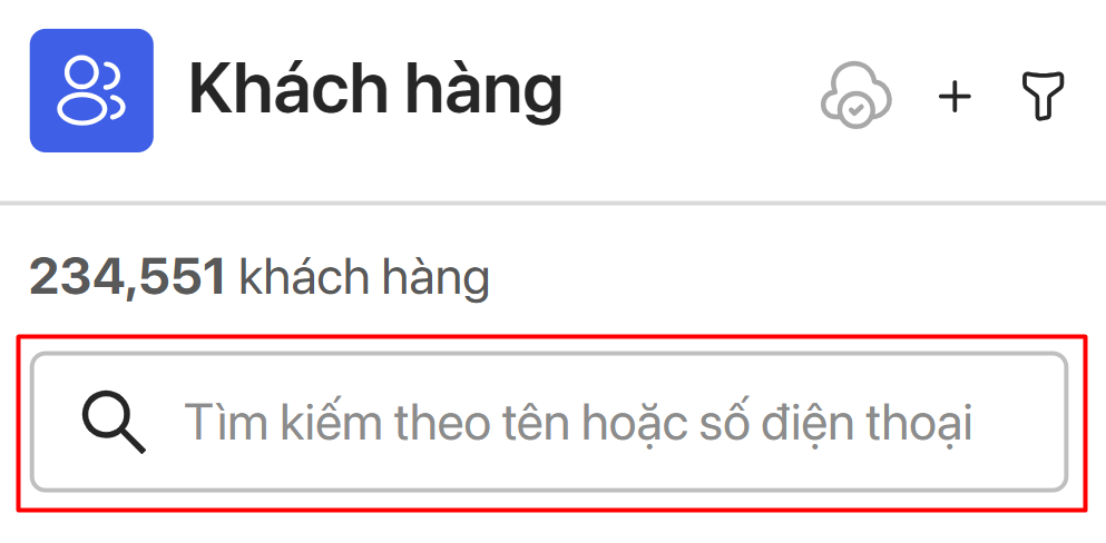 Ô tìm kiếm nhanh khách hàng