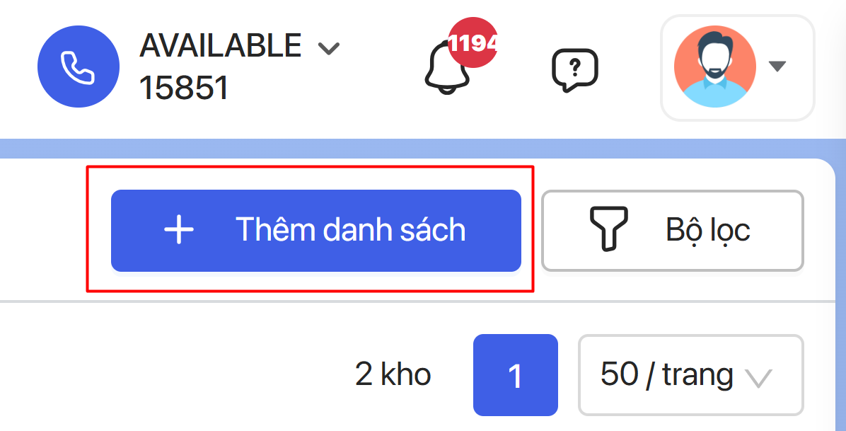 Nút Thêm danh sách
