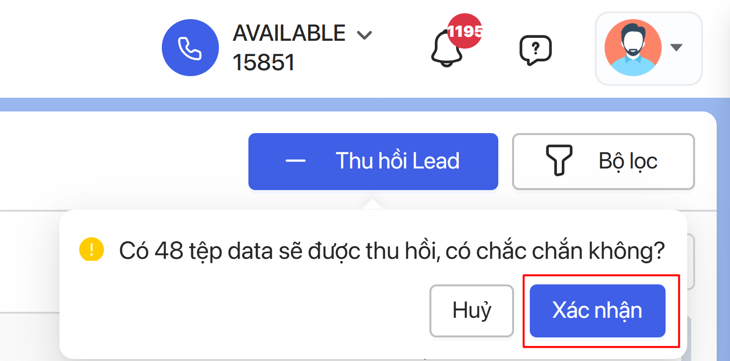 Xác nhận thu hồi