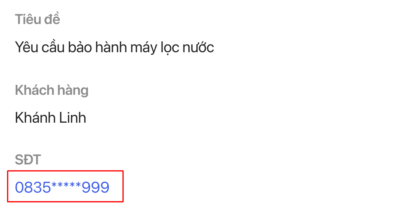Click số điện thoại khách hàng