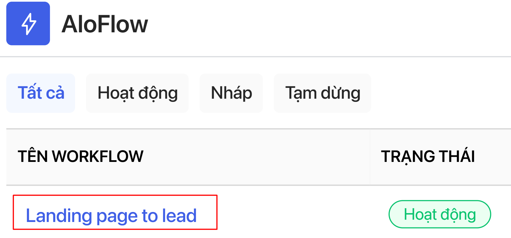 Mở workflow bằng tên workflow